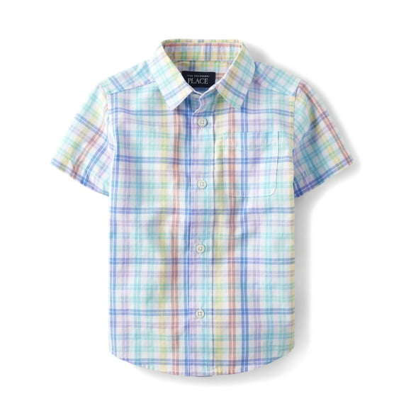 The Children's Place Toddler Boys Short Sleeve Woven Button Up Shirt, Sizes 2T-5T