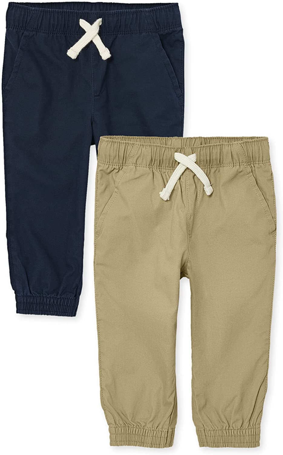 The Children's Place Toddler Boys Stretch Pull-On Jogger Pant, 2-Pack, Sizes 2T-5T