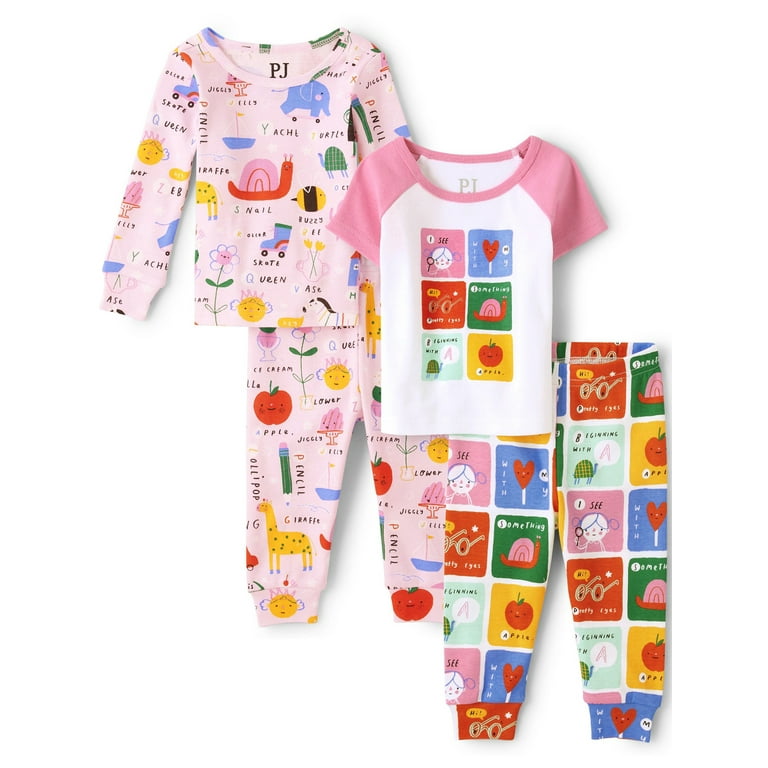 The Children s Place Toddler Girl Tight Fitting Cotton 4pc Pajamas Sizes 12 5T