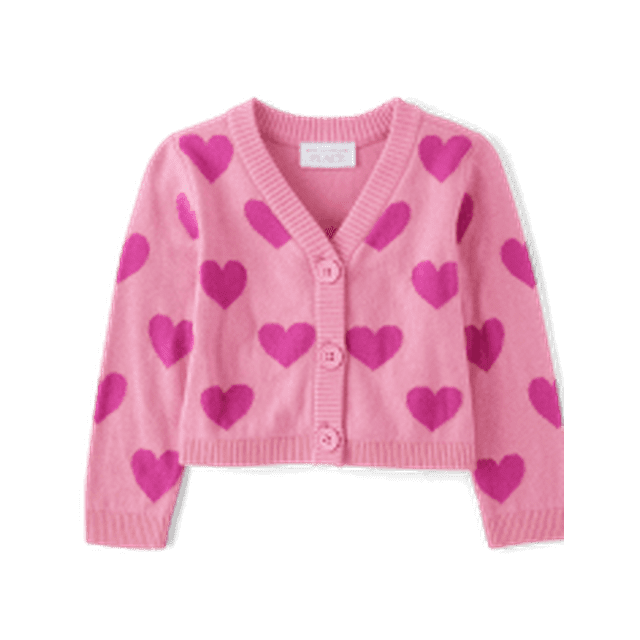 The Children's Place Toddler Girls Long Sleeve Heart Knit Button