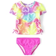 The Children's Place Toddler Girl's Short Sleeve Rashguard Swimsuit Set, Sizes 12M-5T