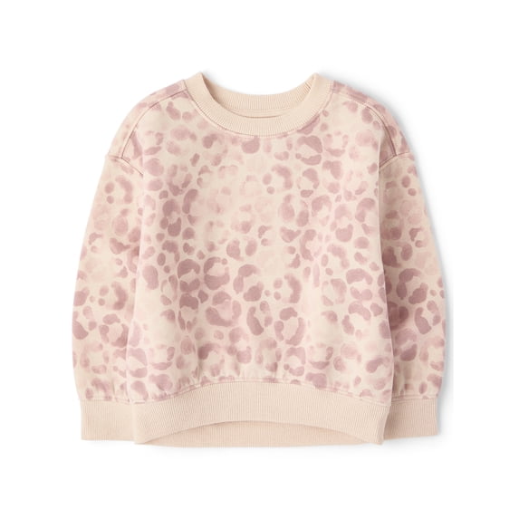 The Children's Place Toddler Girls Active Long Sleeve Print Premium Fleece Sweatshirt, Sizes 12M-5T