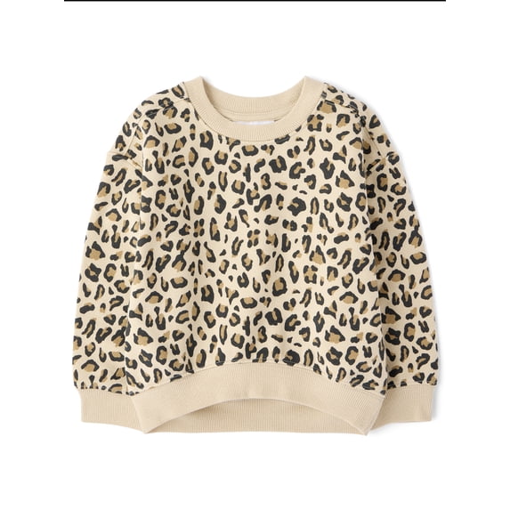 The Children's Place Toddler Girls Active Long Sleeve Print Premium Fleece Sweatshirt, Sizes 12M-5T