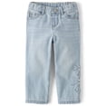 thumbnail image 1 of The Children's Place Toddler Girls Applique Bow Slouchy Jeans, Sizes 12M-5T, 1 of 4