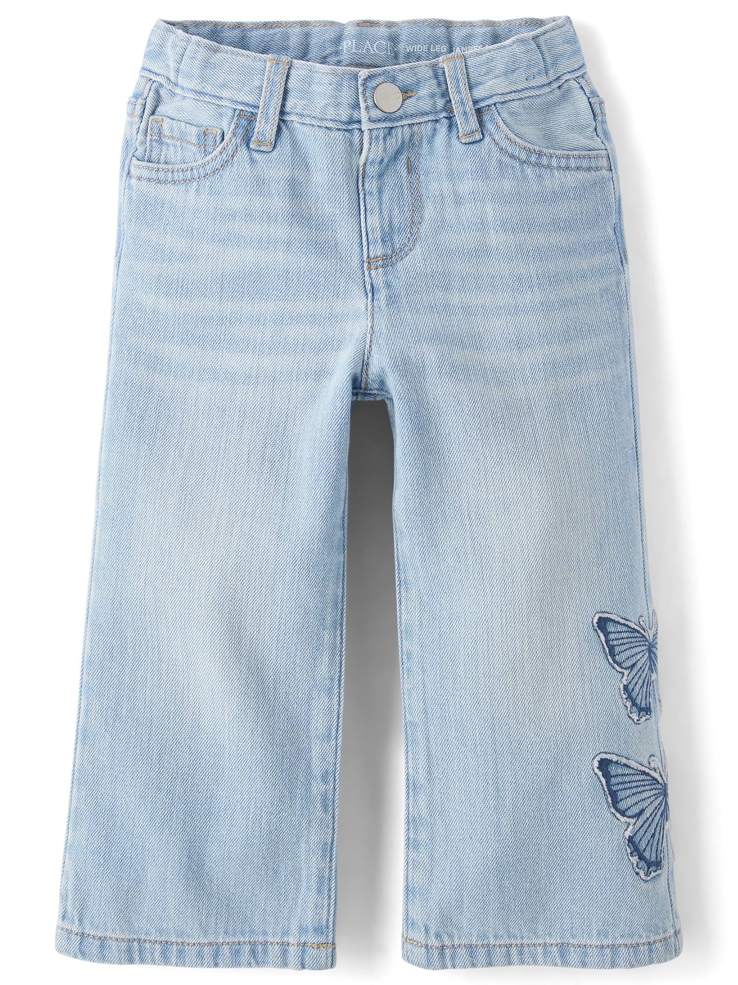 The Children's Place Toddler Girls Applique Butterfly Wide Leg Jeans, Sizes 12M-5T