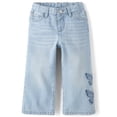 thumbnail image 1 of The Children's Place Toddler Girls Applique Butterfly Wide Leg Jeans, Sizes 12M-5T, 1 of 4