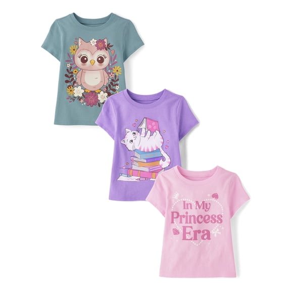 The Children's Place Toddler Girls Assorted Graphic Tees, 3-Pack, Sizes 12M-5T