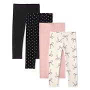 Toddler Girls Bow Leggings, 4-Pack, Sizes 12M-5T