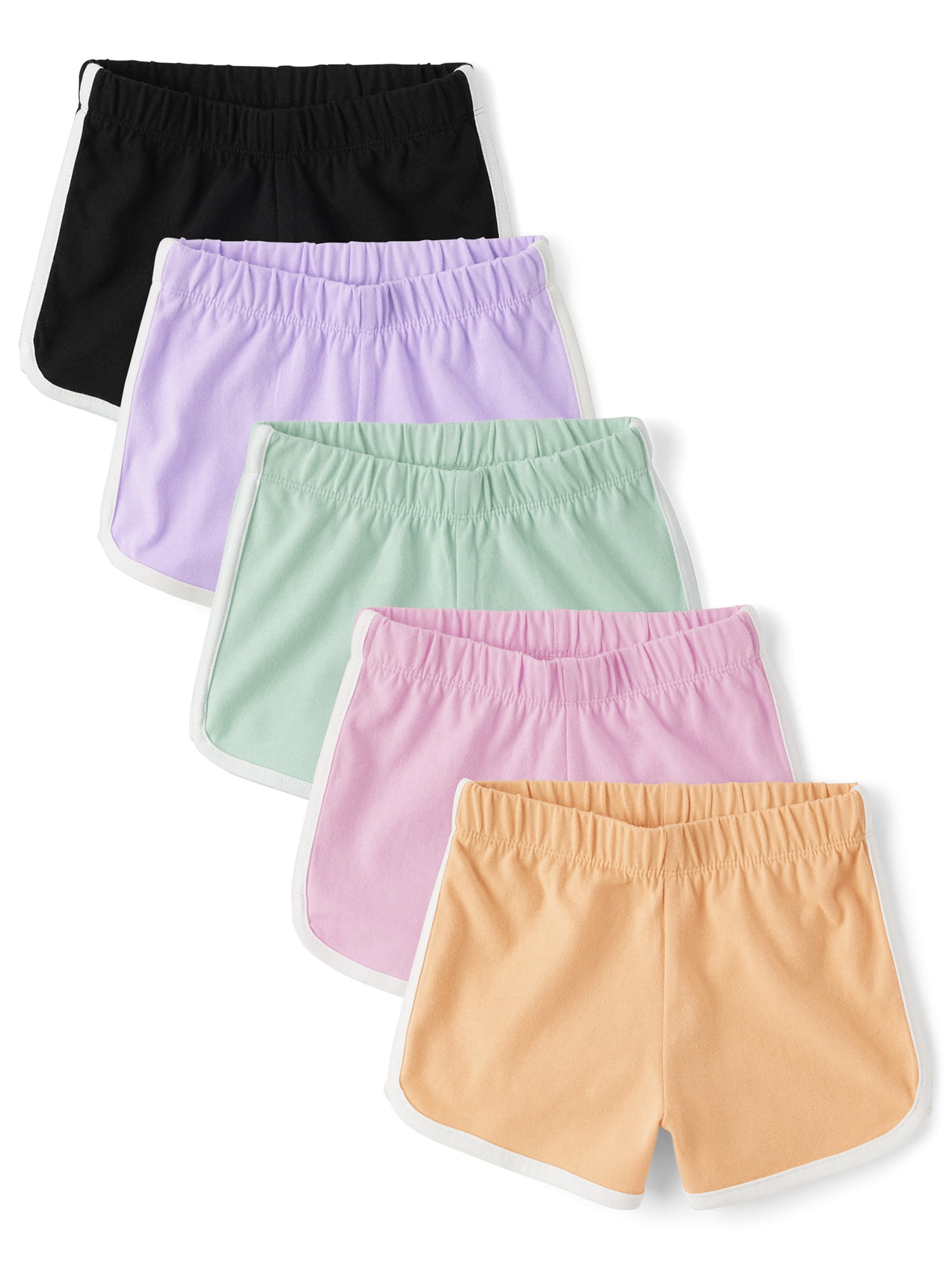 The Children's Place Toddler Girls Contrast Hem Dolphin Shorts, 5-Pack, Sizes 12M-5T