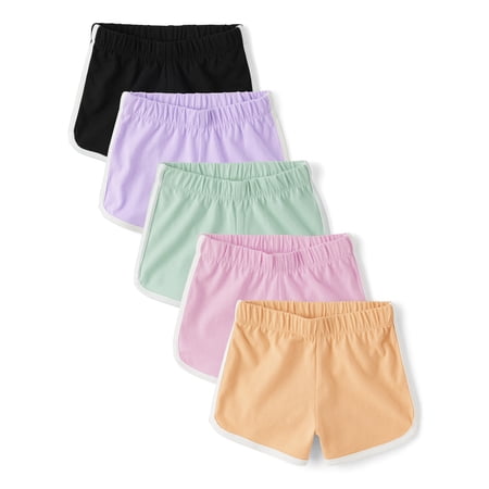 The Children's Place Toddler Girls Contrast Hem Dolphin Shorts, 5-Pack, Sizes 12M-5T