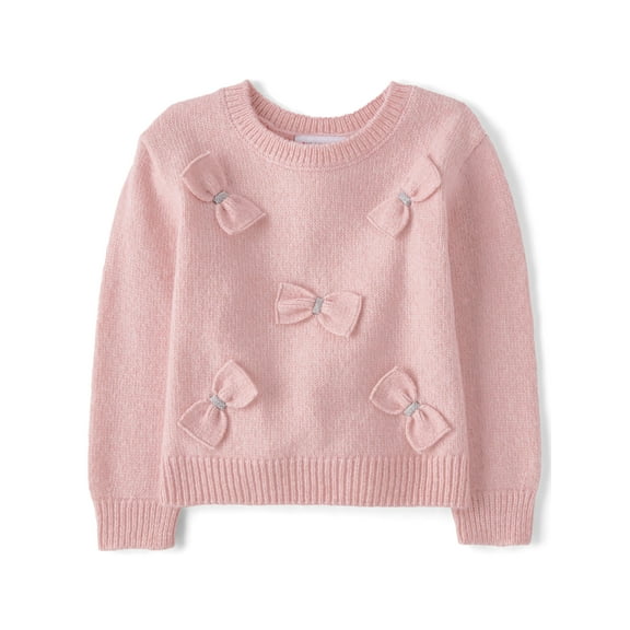 The Children's Place Toddler Girls Crewneck Long Sleeve Bow Front Sweater, Sizes 12M-5T