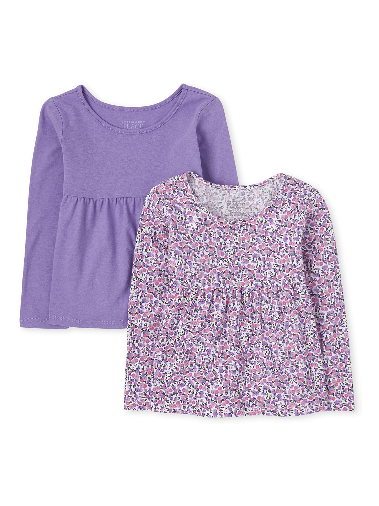 The Children's Place Toddler Girls Empire Knit Top, 2Pack