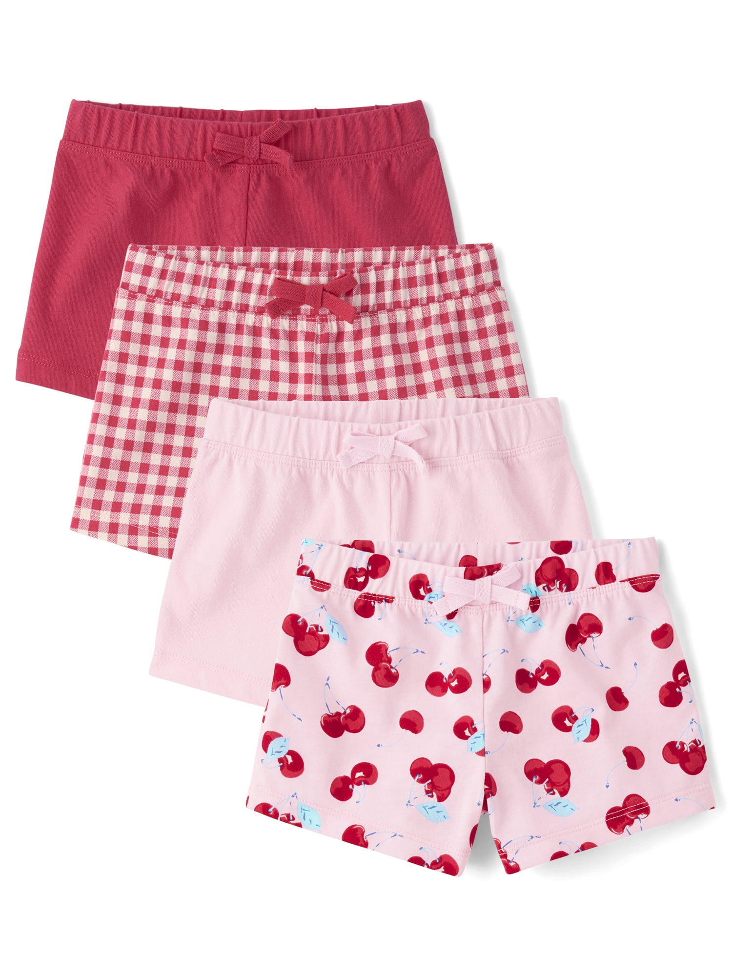 The Children's Place Toddler Girls Everyday Printed Assorted Shorts, 4-Pack, Sizes 12M-5T