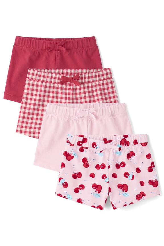 Toddler Girls Everyday Printed Assorted Shorts, 4-Pack, Sizes 12M-5T