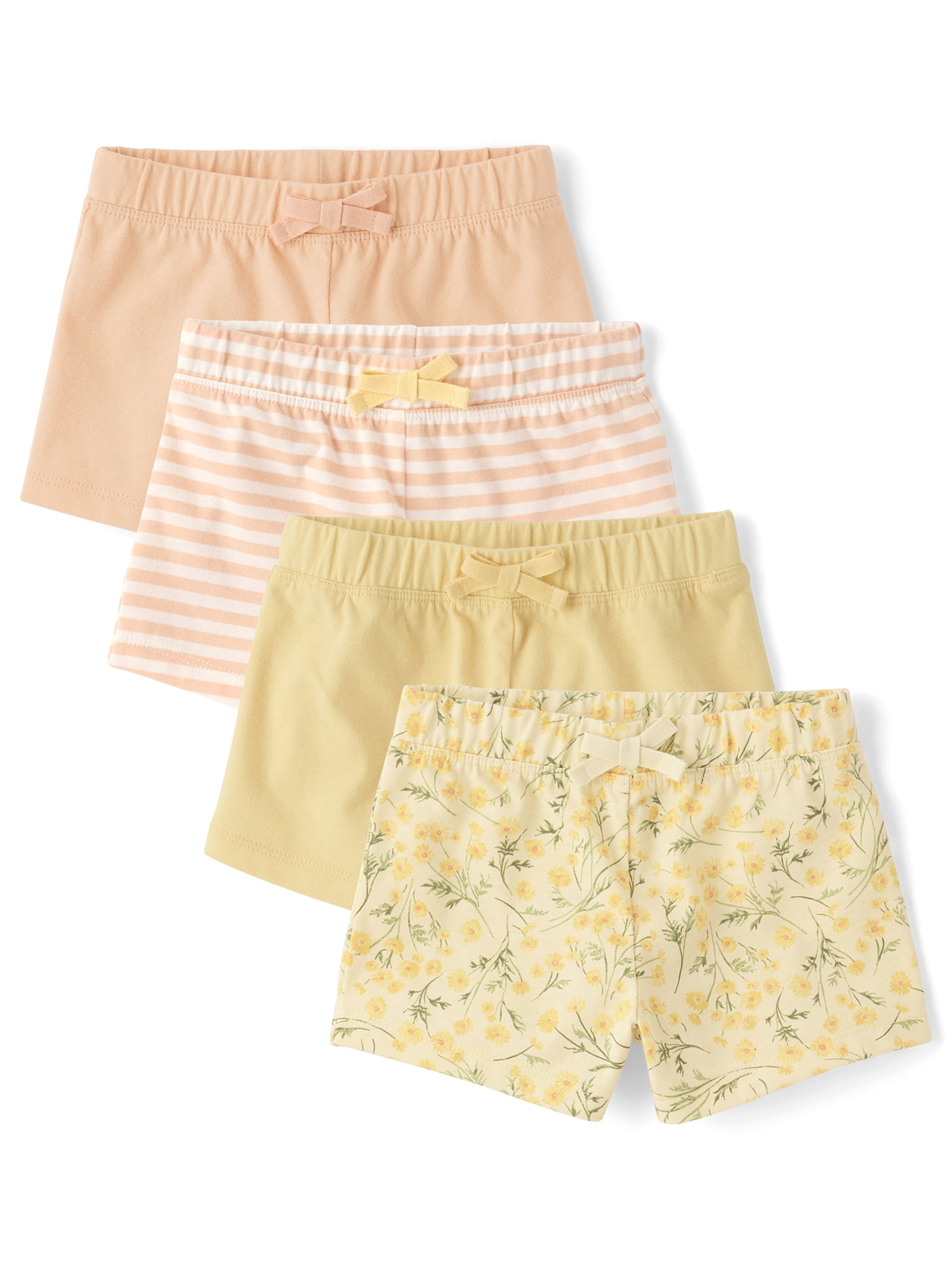 The Children's Place Toddler Girls Everyday Printed Assorted Shorts, 4-Pack, Sizes 12M-5T