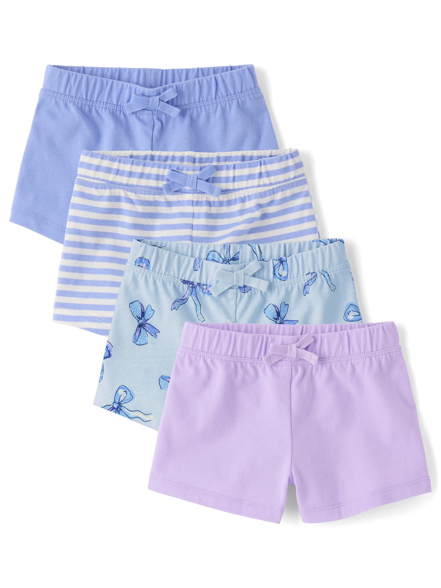 The Children's Place Toddler Girls Everyday Printed Assorted Shorts, 4-Pack, Sizes 12M-5T