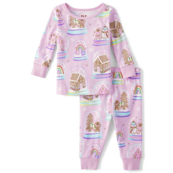 The Children's Place Toddler Girls Gingerbread Snow Globe Snug Fit PJs, Sizes NB-5T
