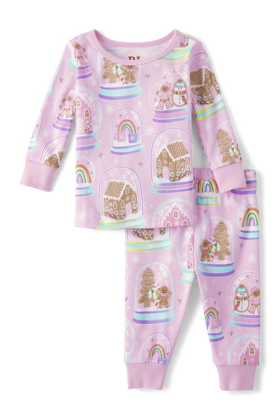 Baby Girls Mommy & Me Matching Family Gingerbread Snow Globe Snug Fit Cotton Pajamas, Sizes 0-24 Months