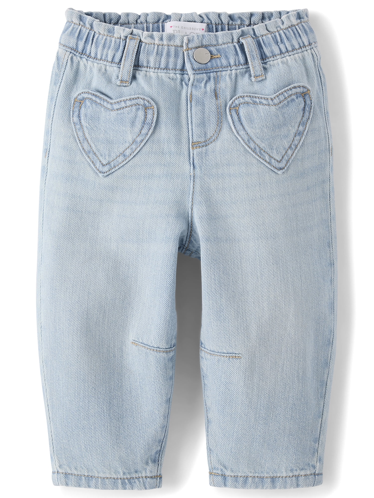 The Children's Place Toddler Girls Heart Patch Pocket Barrel Jeans, Sizes 12M-5T
