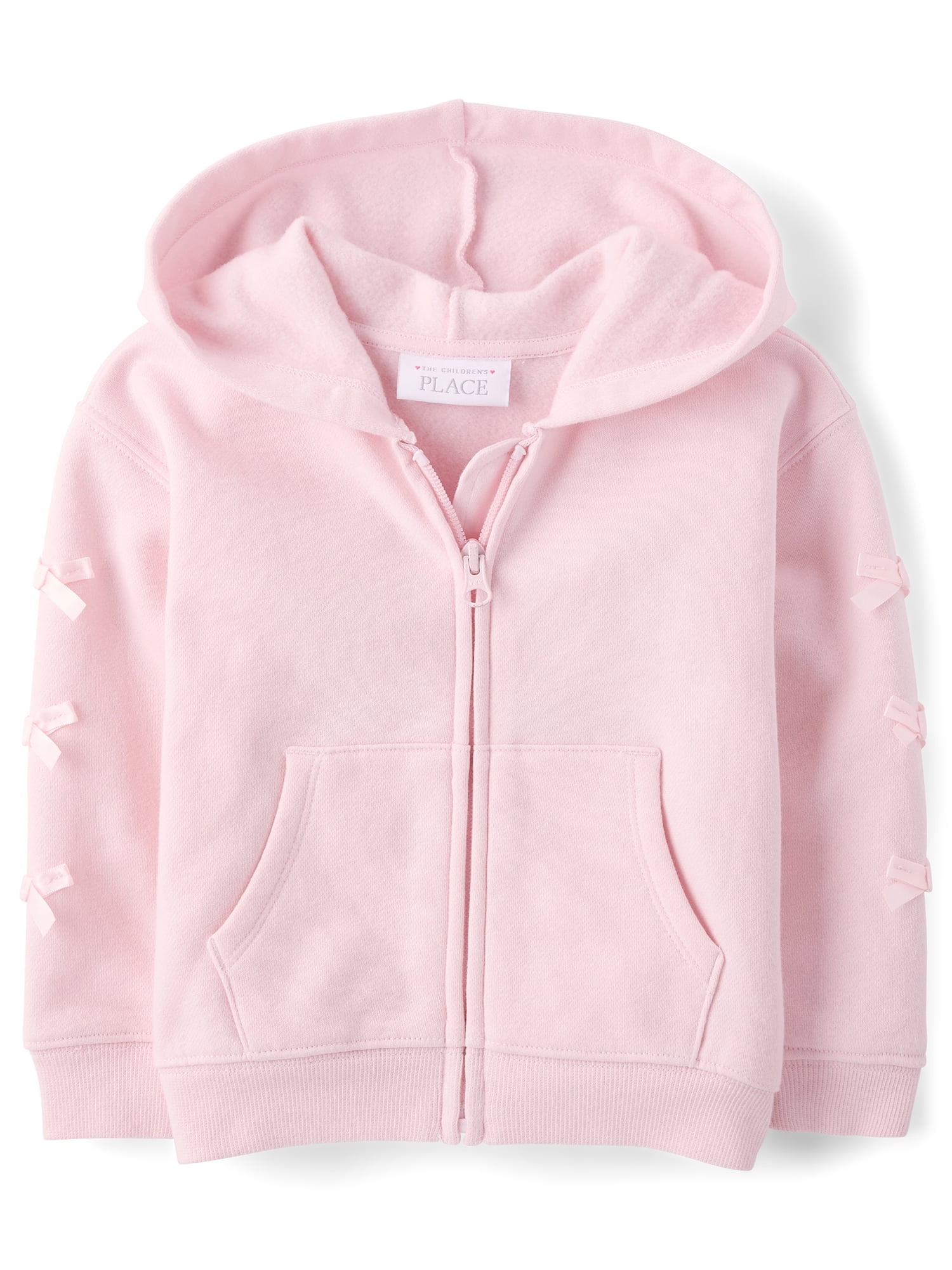 The Children's Place Toddler Girls Long Sleeve Bow Fleece Zip Up Hoodie, Sizes 12M-5T