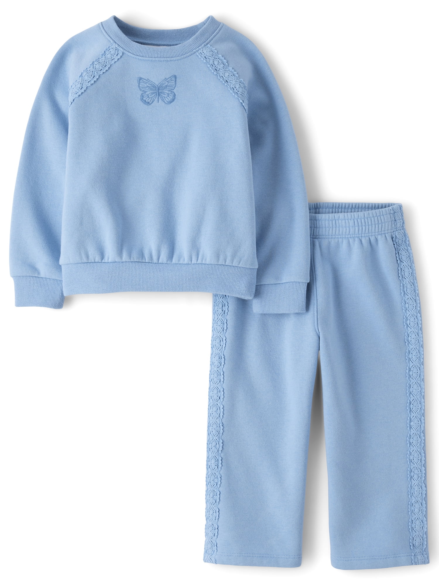 The Children's Place Toddler Girls Long Sleeve Crochet Fleece Set, 2-Piece, Sizes 12M-5T