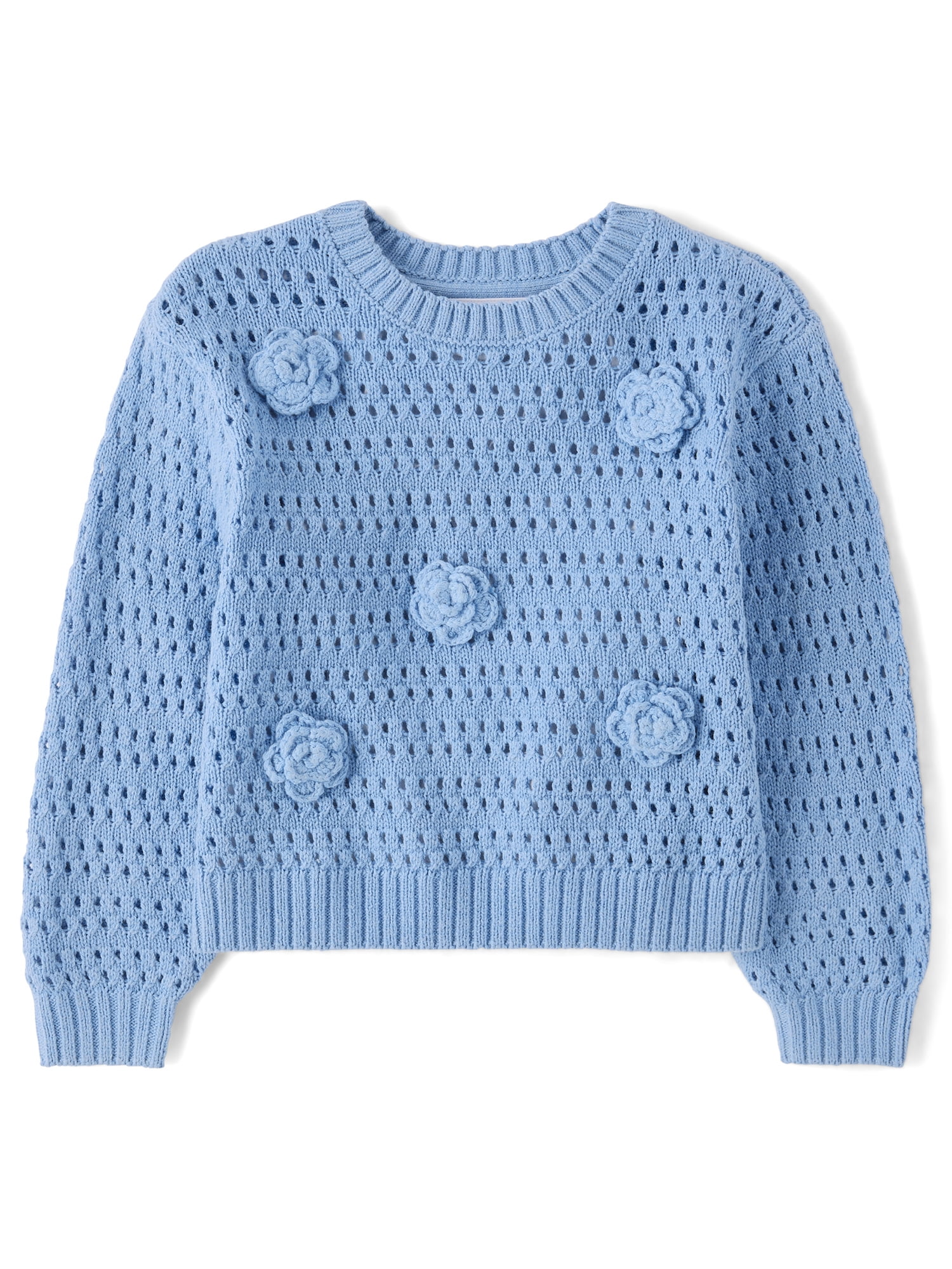 The Children's Place Toddler Girls Long Sleeve Crochet Floral Sweater, Sizes 12M-5T