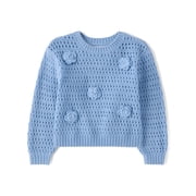 Toddler Girls Long Sleeve Crochet Floral Sweater, Sizes 12M-5T