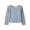 thumbnail image 1 of The Children's Place Toddler Girls Long Sleeve Floral Pointelle Flutter Top, Sizes 12M-5T, 1 of 3