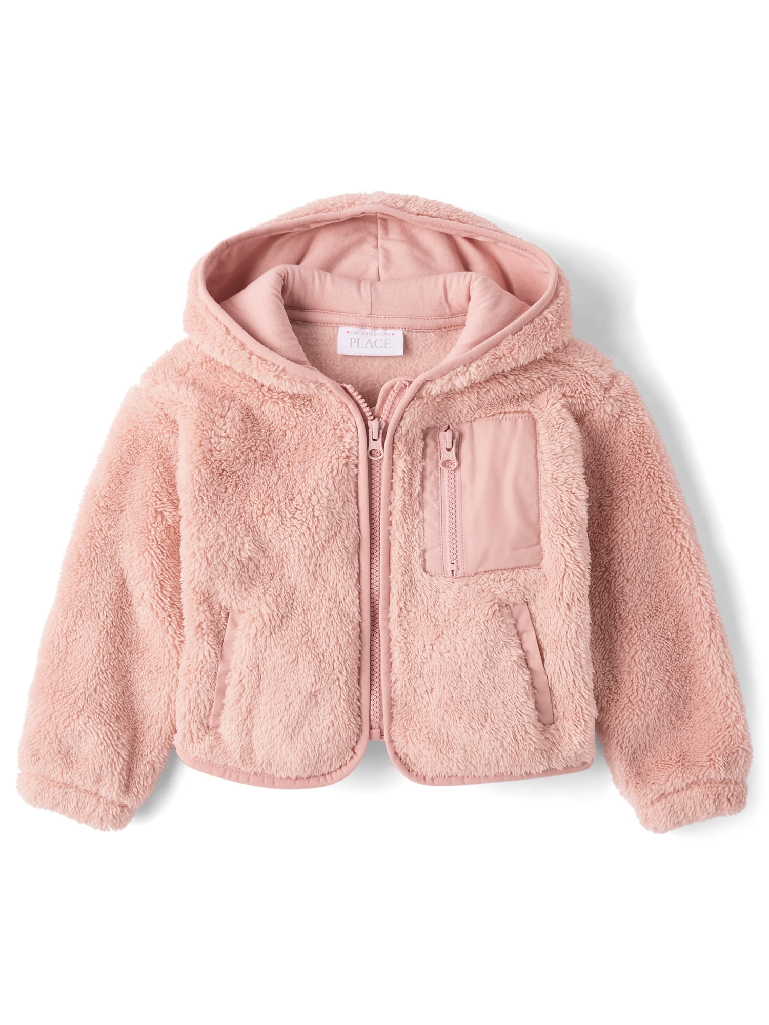 The Children's Place Toddler Girls Long Sleeve Heavyweight Sherpa Zip Up Hoodie, Sizes 12M-5T