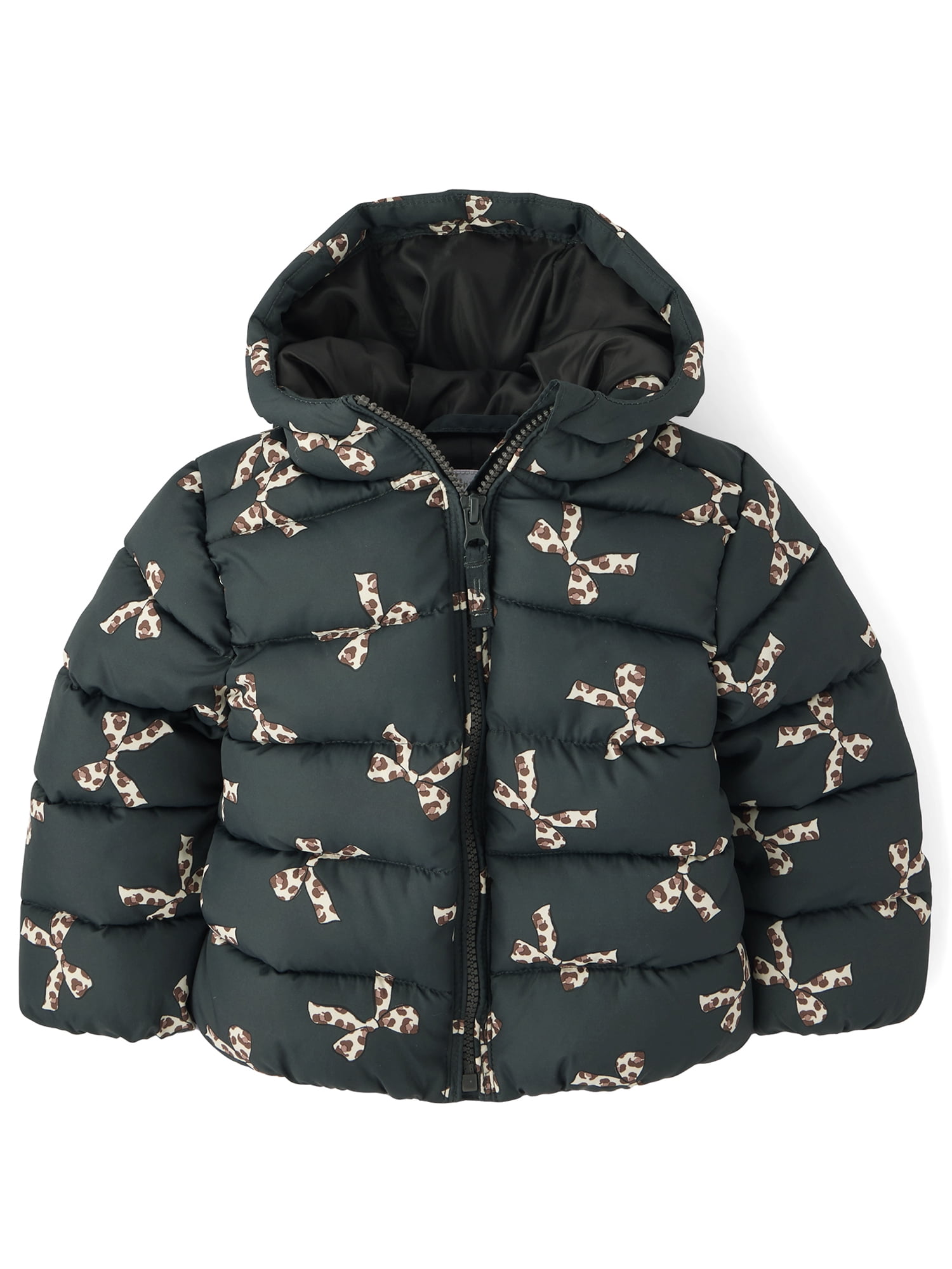 The Children's Place Toddler Girls Long Sleeve Print Hooded Puffer Jacket, Sizes 12M-5T
