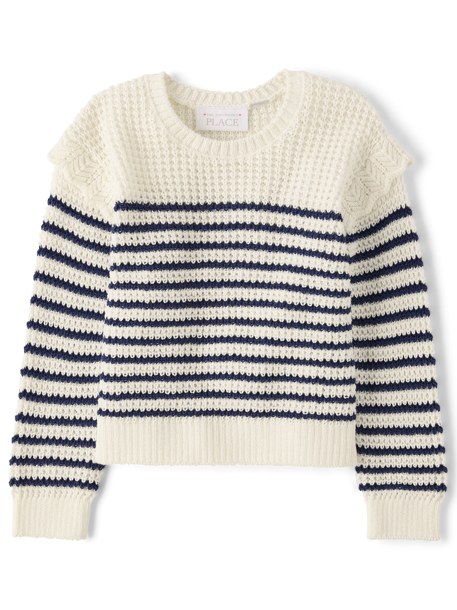 The Children's Place Toddler Girls Long Sleeve Striped Flutter Sweater, Sizes 12M-5T