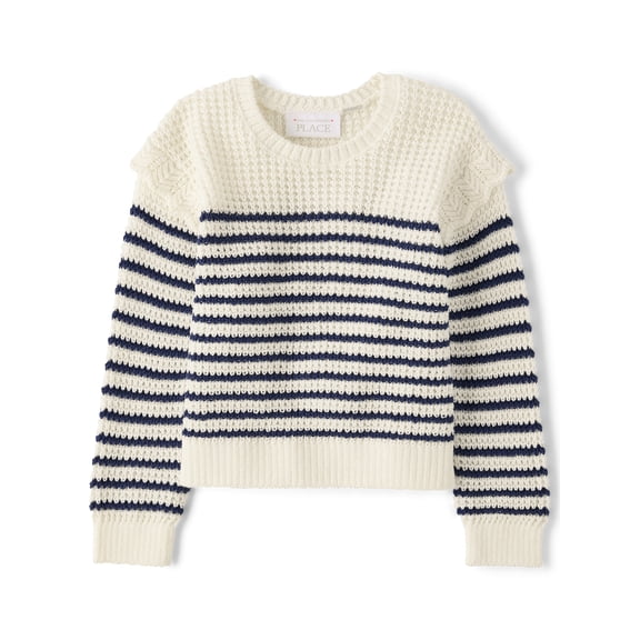 The Children's Place Toddler Girls Long Sleeve Striped Flutter Sweater, Sizes 12M-5T