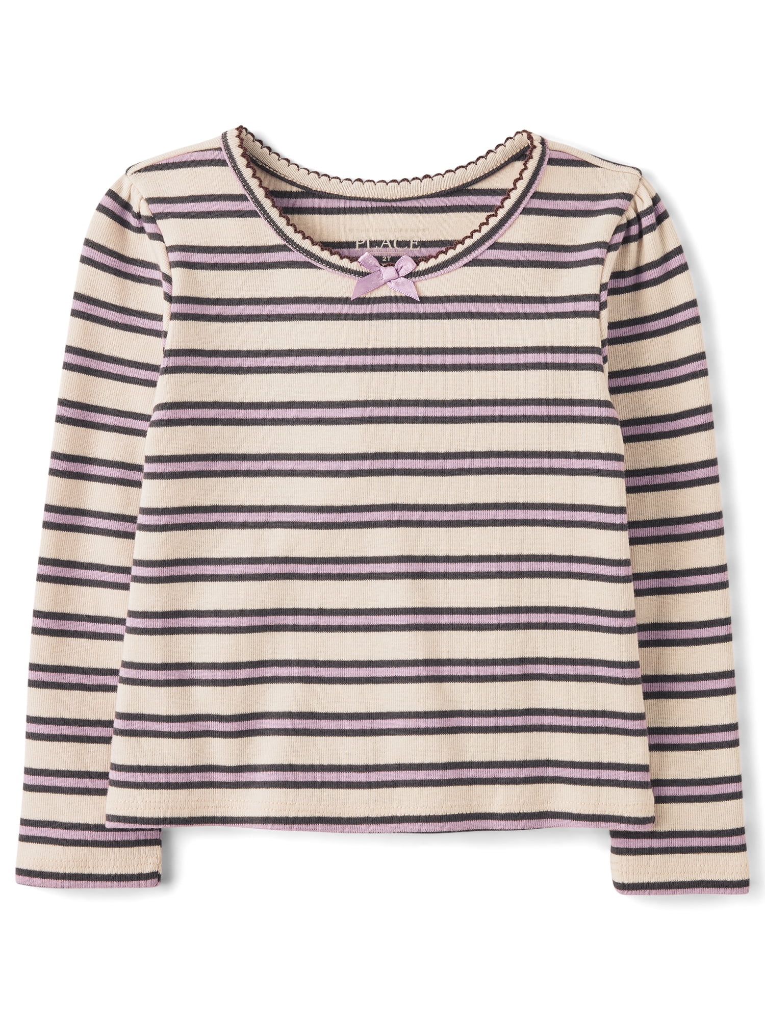 The Children's Place Toddler Girls Long Sleeve Striped Ribbed Top, Sizes 12M-5T