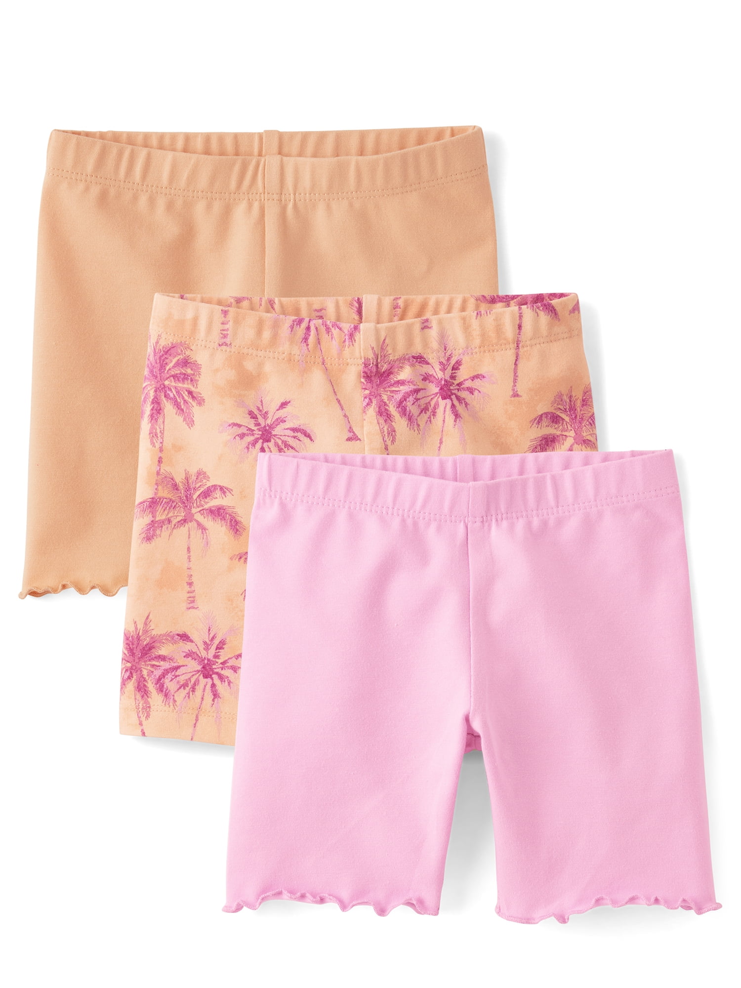 The Children's Place Toddler Girls Printed Lettuce Bike Shorts, 3-Pack ...