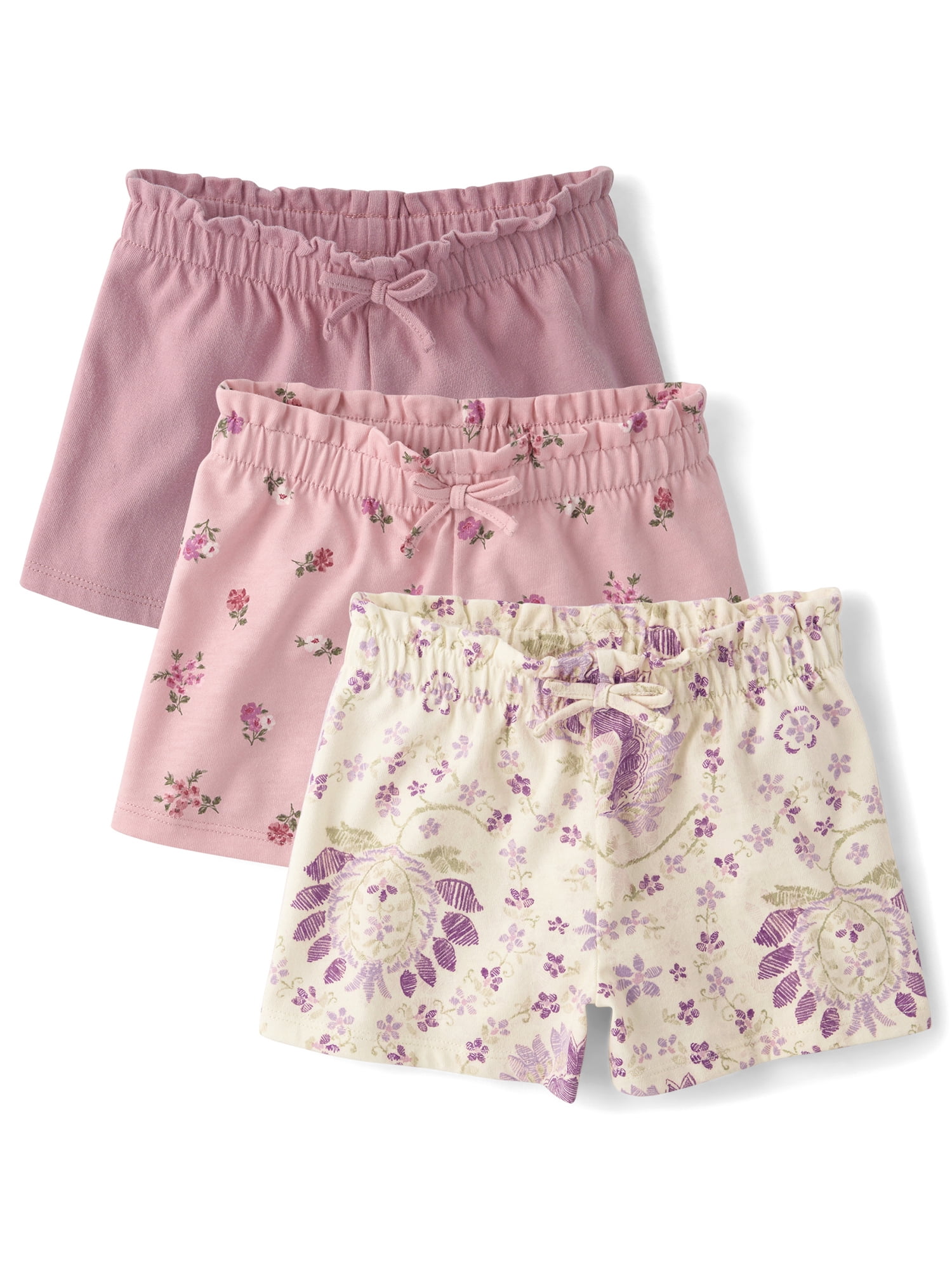 The Children's Place Toddler Girls Pull On Printed Everyday Shorts, 3-Pack, Sizes 12M-5T