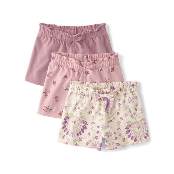 The Children's Place Toddler Girls Pull On Printed Everyday Shorts, 3-Pack, Sizes 12M-5T