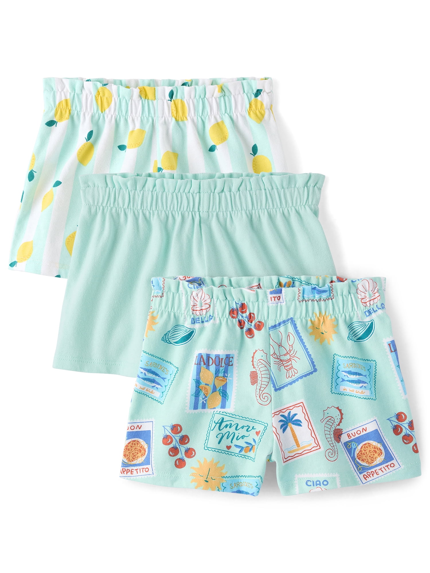The Children's Place Toddler Girls Pull On Printed Everyday Shorts, 3-Pack, Sizes 12M-5T