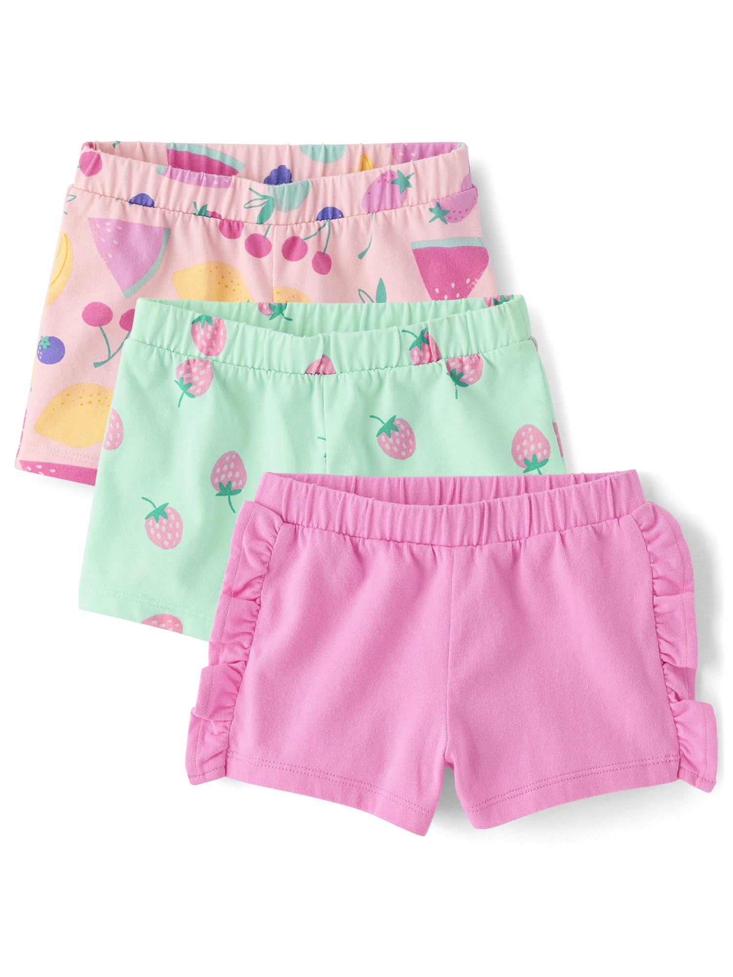 The Children's Place Toddler Girls Pull On Printed Everyday Shorts, 3-Pack, Sizes 12M-5T