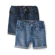 The Children's Place Toddler Girls Roll Cuff Midi Short, 2-Pack, Sizes 2T-5T