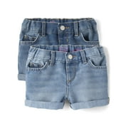 The Children's Place Toddler Girls Roll Cuff Short, 2-Pack, Sizes 2T-5T
