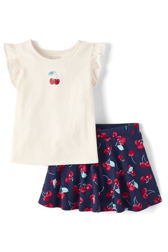 Toddler Girls Short Flutter Sleeve Outfit Set, 2-Piece, Sizes 12M-5T