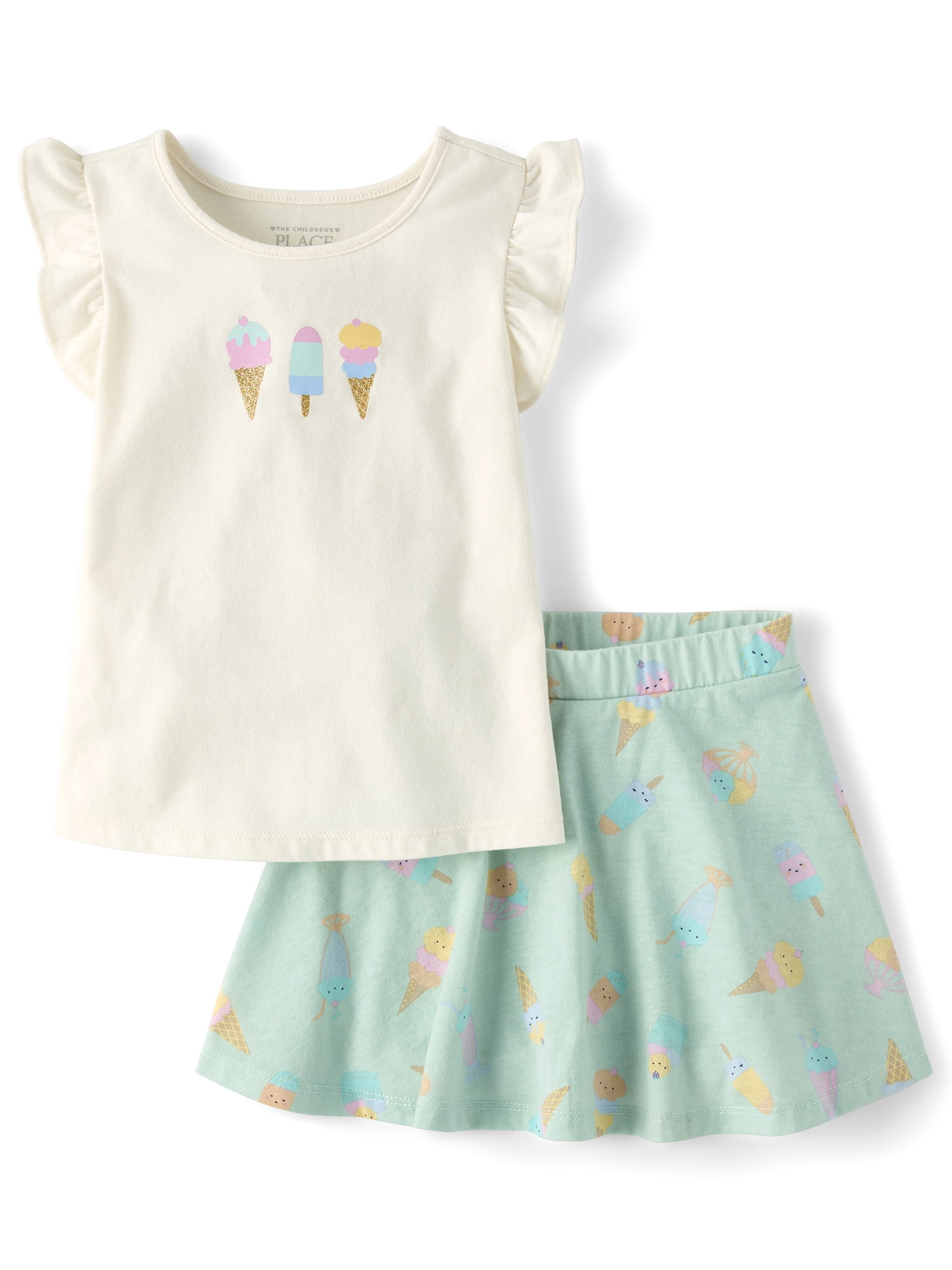 The Children's Place Toddler Girls Short Flutter Sleeve Outfit Set, 2-Piece, Sizes 12M-5T
