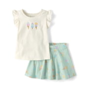 The Children's Place Toddler Girls Short Flutter Sleeve Outfit Set, 2-Piece, Sizes 12M-5T