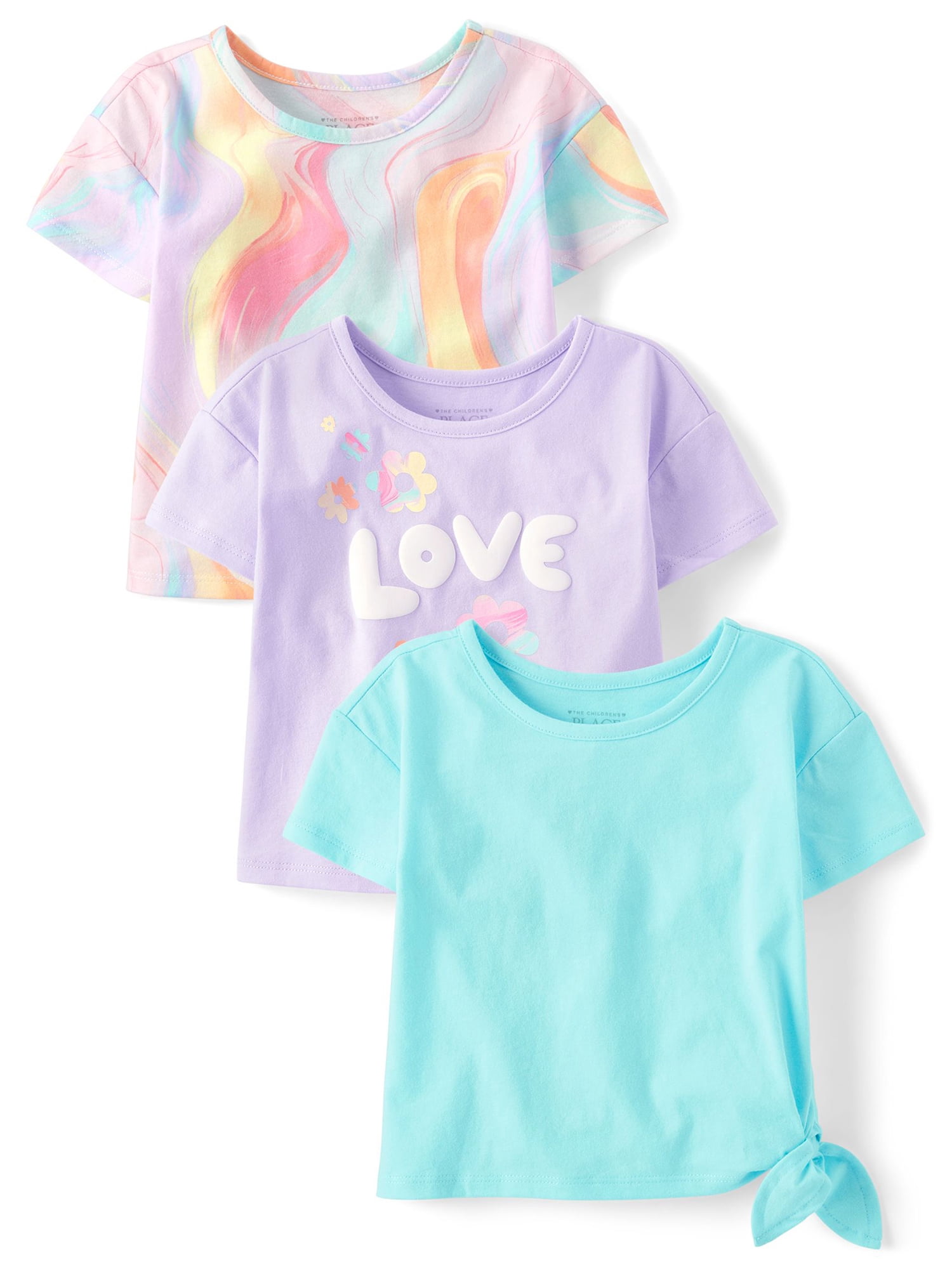 The Children's Place Toddler Girls Short Sleeve Assorted Tops, 3-Pack, Sizes 12M-5T
