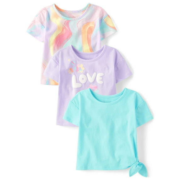 The Children's Place Toddler Girls Short Sleeve Assorted Tops, 3-Pack, Sizes 12M-5T