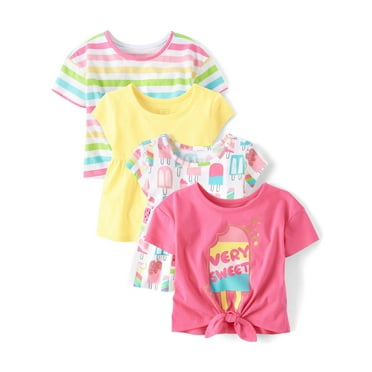 The Children's Place Toddler Girls Short Sleeve Assorted Tops, 4-Pack, Sizes 12M-5T