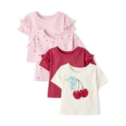 Toddler Girls Short Sleeve Cherry Tee, 4-Pack, Sizes 12M-5T