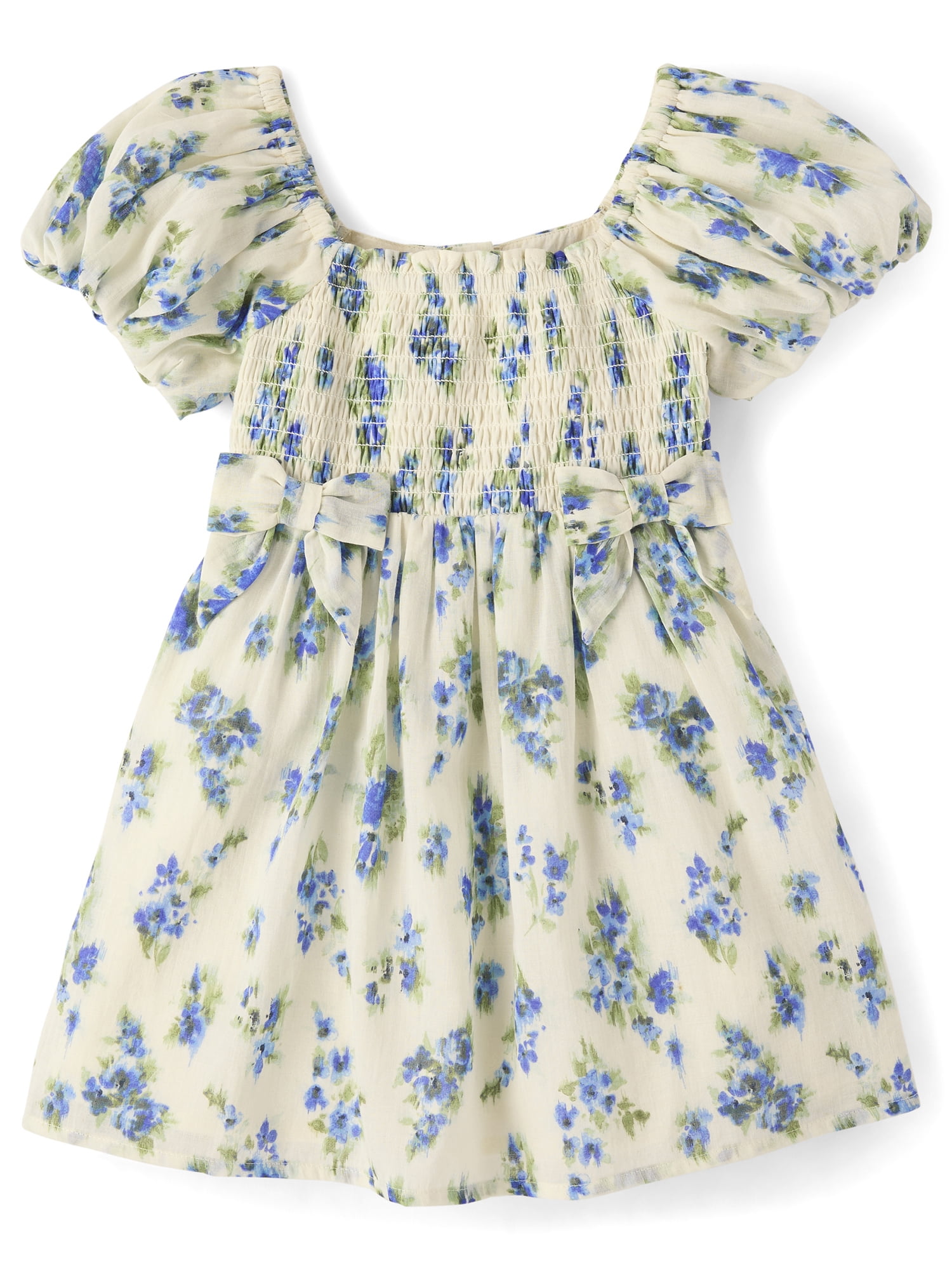 The Children's Place Toddler Girls Short Sleeve Floral Bow Smocked Dress, Sizes 12M-5T