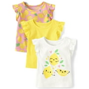 The Children's Place Toddler Girls Short Sleeve Flutter Top, 3-Pack, Sizes 2T-5T