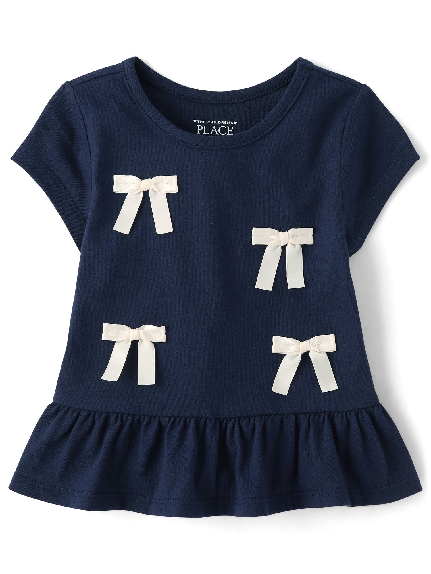 The Children's Place Toddler Girls Short Sleeve Peplum Bow Top, Sizes 12M-5T